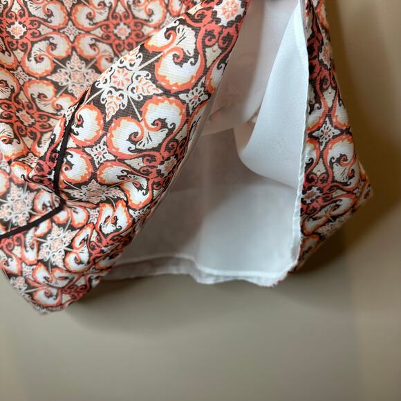 Vintage Jaclyn Smith Y2K Orange Print A-Line Midi Skirt Lined Womens Size 10 - Picture 7 of 12